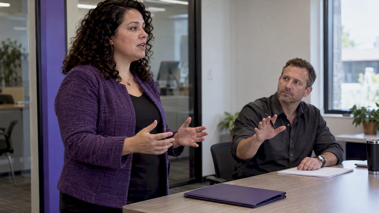 Agent rehearses a listing presentation with broker