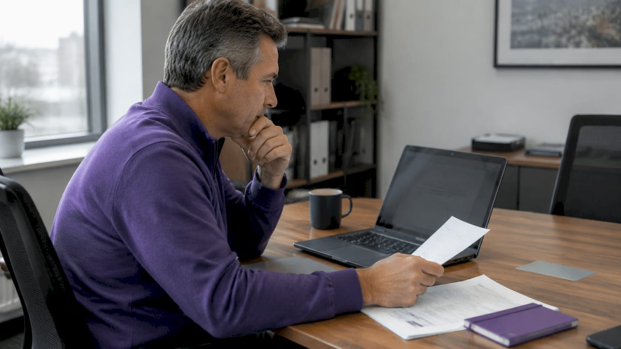 Brokerage owner reviewing software pricing options