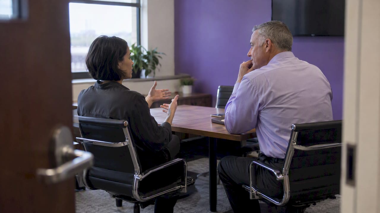 Broker listening during an agent stay interview